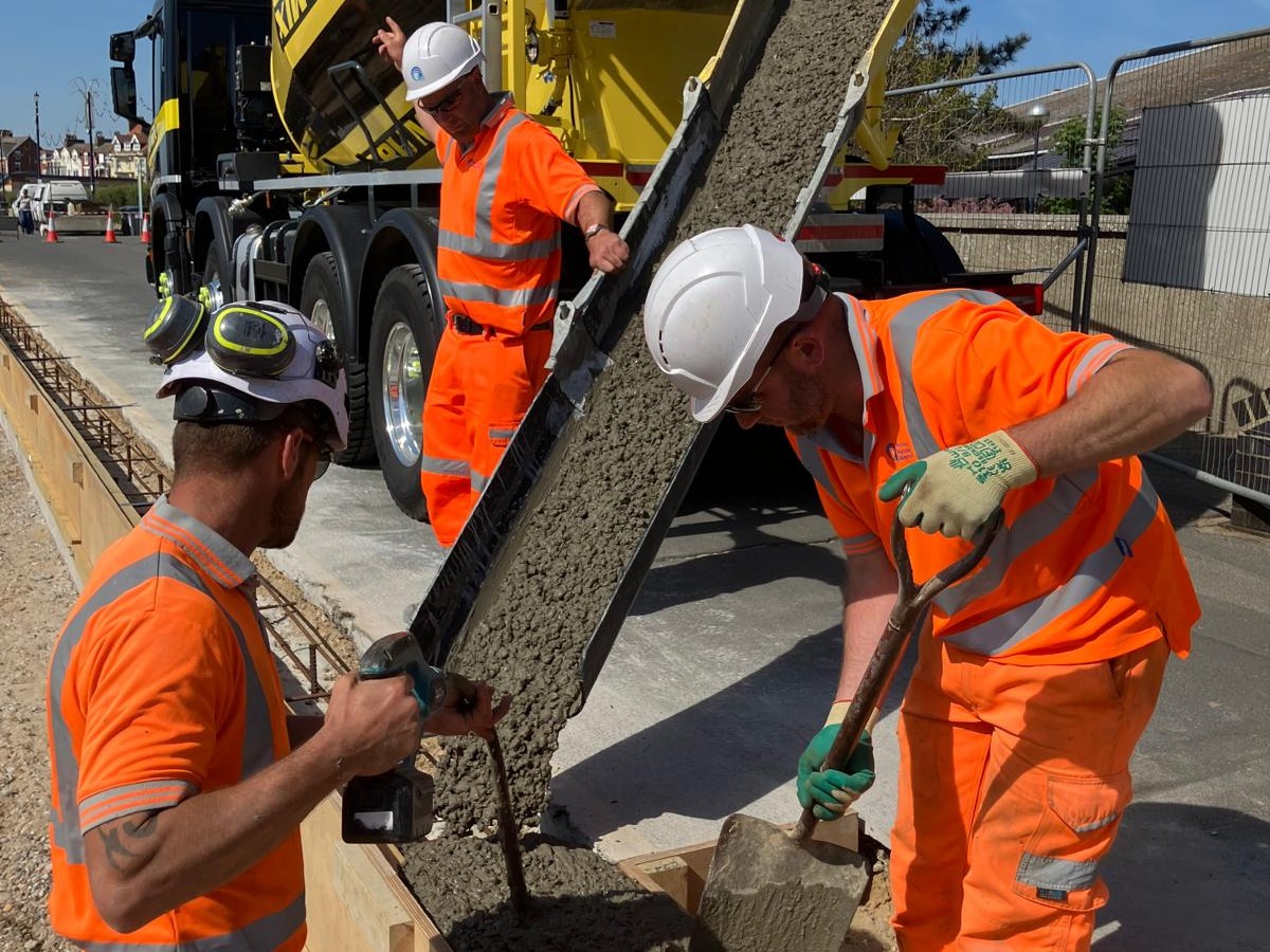 Coastal Engineering Team repairing the sea wall at Felixstowe