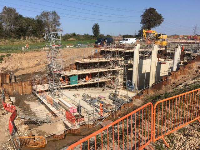 The Islington Piumping Station Construction Site showing the formation of the Inlet, with concrete forming in progress in September 2020