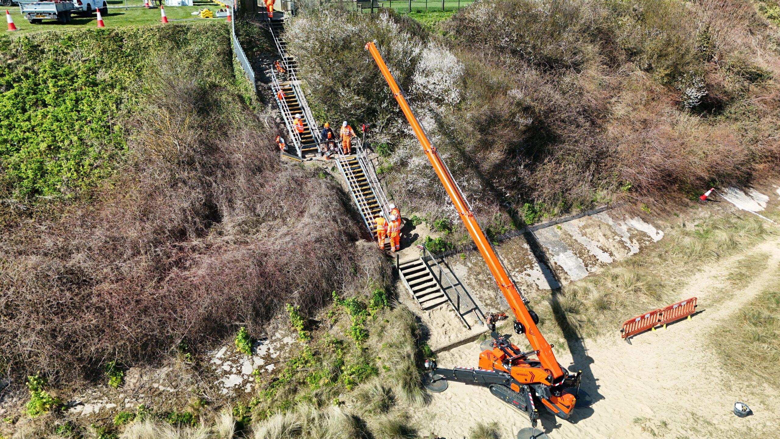 Crane lifting the new Kessingland Steps into place