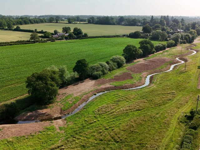 Aerial view of Starston Beck Meanders Completed in April 2025