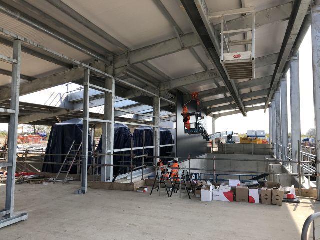 Islington Pumping Station Building having its Cladding fitted in April 2021