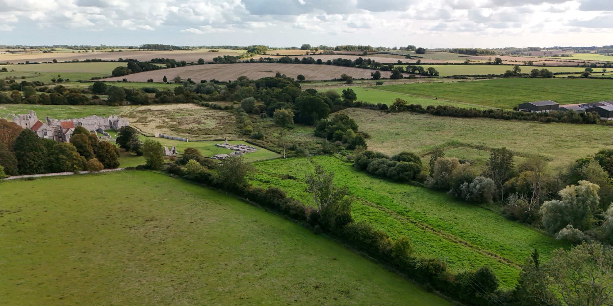 Panoramic of Castle Acre Pirory and the River Nar September 2025