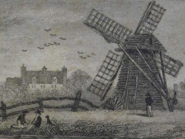 Horsey Historic Engraving of Windpump 1830