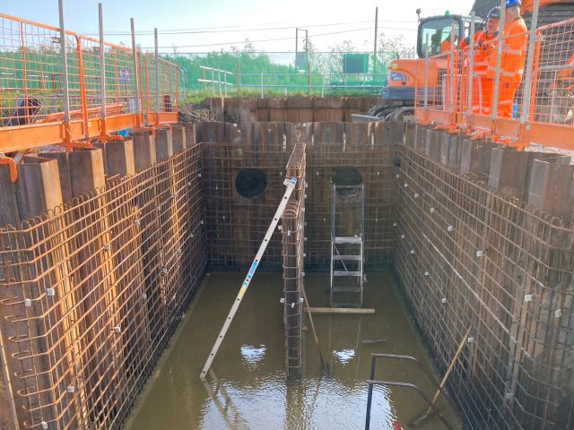 The intakes Wet Well with Re-Bar lining, awaiting it's concrete pour at Horsey _Sep25