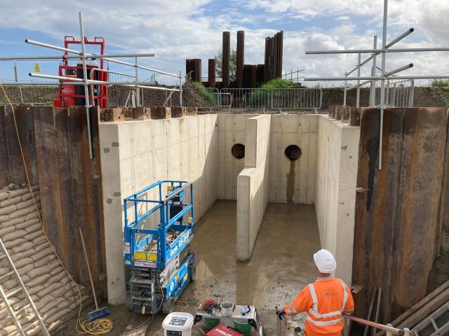 The intakes newly formed concrete walls at St Benets - Sep 25