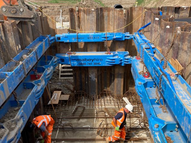 St Benets Intake - Re-Bar, supporting the sheet piling walls of the new intake _July25